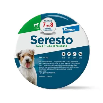 Seresto vlooien- en tekenband voor Kleine honden (< 8 kg) ≤ 8 kg (Halsband 38 cm) - Seresto vlooienhalsband voor honden bij Bitiba