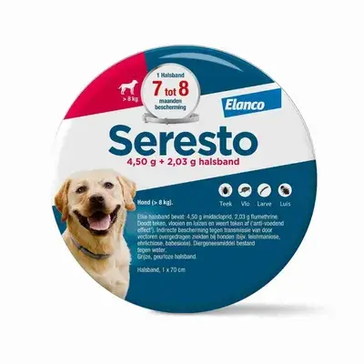 Seresto Vlooien- en tekenhalsband voor Kleine honden (< 8 kg) > 8 kg (Halsband 70 cm) - Seresto vlooienhalsband voor honden bij Bitiba