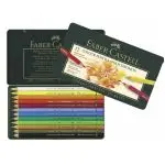 set kleurpotloden Polychromos 12 stuks Faber-Castell in metalen doos bij KunstLokaal