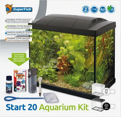 SF START 20 AQUARIUM KIT ZWART bij RebbiesFish