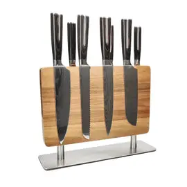 Shinrai Knives - Damascus Print 7-delige Messenset + Messenblok Stans bij Kookgigant