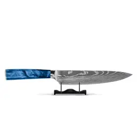 Shinrai Knives - Damascus Print Epoxy Sapphire Koksmes 20 cm bij Kookgigant