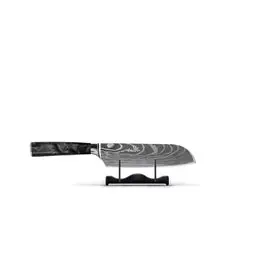 Shinrai Knives - Damascus Print Onyx Santoku mes 13 cm bij Kookgigant