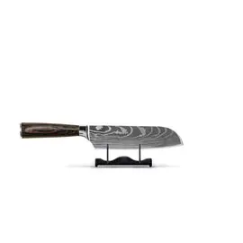 Shinrai Knives - Damascus Print Santoku mes 13 cm bij Kookgigant