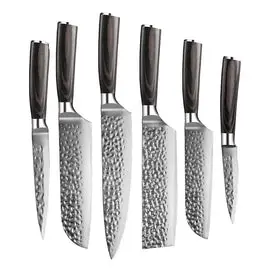 Shinrai Knives - Hammered RVS 6-delige Messenset bij Kookgigant