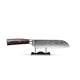 Shinrai Knives - Hammered RVS Santoku mes 18 cm bij Kookgigant