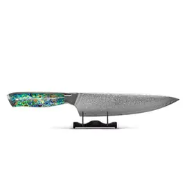 Shinrai Knives - Parelmoer Jewels Damascus Koksmes 20 cm bij Kookgigant