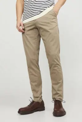 slim fit chino - beige bij Wehkamp