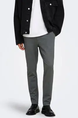 slim fit chino - grijs bij Wehkamp