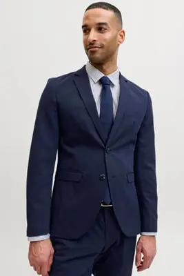 slim fit colbert - donkerblauw bij Wehkamp