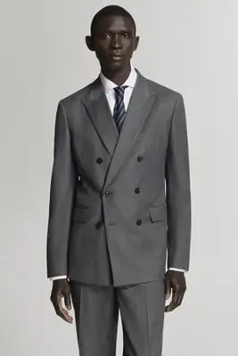 slim fit colbert met krijtstreep - middengrijs bij Wehkamp