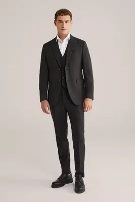 slim fit colbert met print bij WE Fashion
