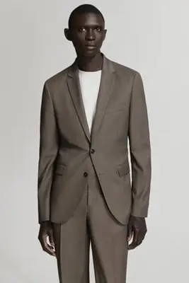 slim fit colbert - middenbruin bij Wehkamp