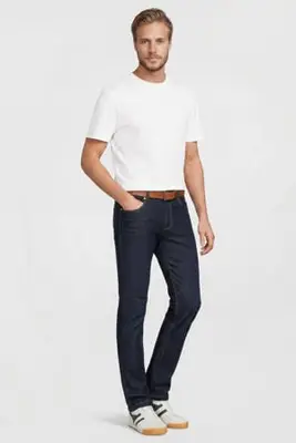 slim fit jeans donkerblauw bij Wehkamp