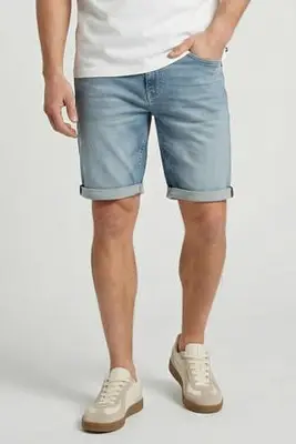 slim short medium blue denim bij Wehkamp
