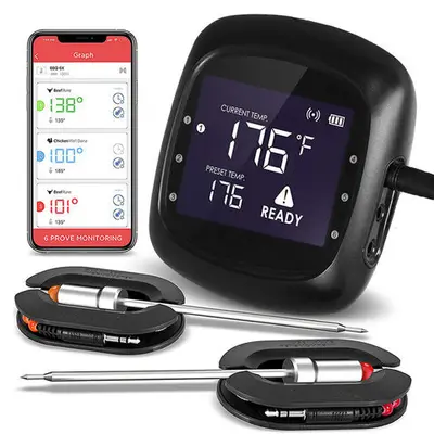 Smart Bluetooth Thermometer, zwart inclusief 2 probes bij Pizzaovens.shop