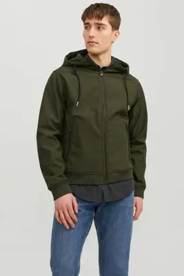 softshell jas JJEBASIC met logo groen bij Wehkamp