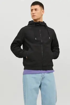 softshell jas JJEBASIC met logo zwart bij Wehkamp
