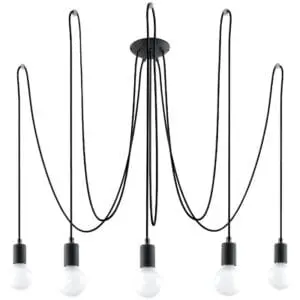 Sollux Kroonluchter EDISON 5 Zwart 5x60W/E27 bij Breman Verlichting