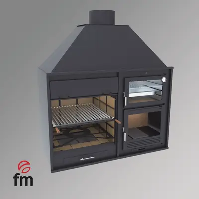 Stalen BBQ met oven en Argentijnse grill - FM Fusión 160 bij Pizzaovens.shop