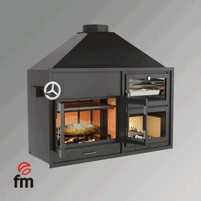 Stalen BBQ met oven en Argentijnse grill - FM Fusión 200 EP bij Pizzaovens.shop