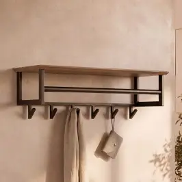 Stalen kapstok met eikenhoutlook plank bij LUMZ