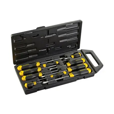 STANLEY CUSHIONGRIP SCHROEVENDRAAIERSET 10-DELIG - STANDAARD/POZIDRIV bij Gereedschappelijk