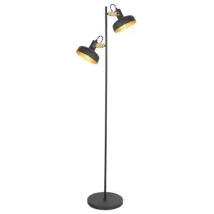 Steinhauer Zwarte 2 lichts vloerlamp Prato 4121ZW met E14 fittingen bij Breman Verlichting
