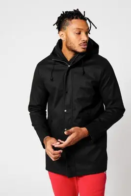 straight fit regenjas Jace washed black bij Wehkamp