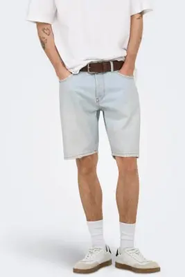 straight leg denim short - lichtblauw bij Wehkamp