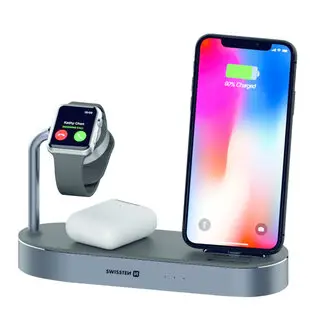 Swissten 4 in 1 Draadloze Oplader - Apple Gecertificeerd - 45W - Zwart bij Oplaadkabelshop.nl