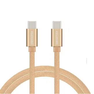 Swissten USB-C naar USB-C Kabel 1.2M Goud bij Oplaadkabelshop.nl