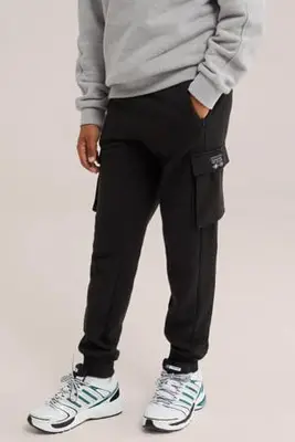 tapered cargobroek - zwart bij Wehkamp
