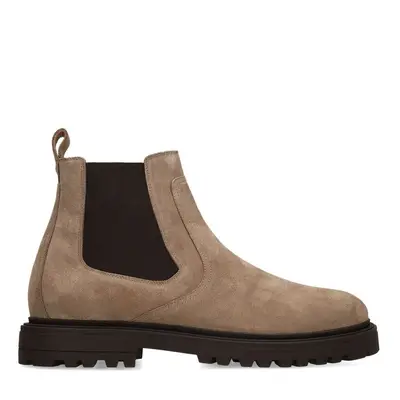 Taupe suède chelsea boots bij Manfield