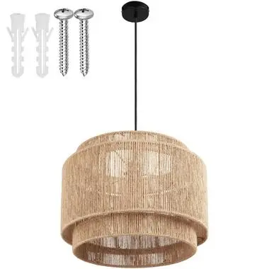 tectake Hanglamp Lignea Lux van jute in boho-stijl, 40W, Natuur bij Leen Bakker