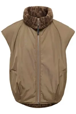 teddy bodywarmer met panterprint - bruin bij Wehkamp