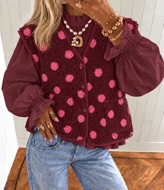 TEDDY Polkadot Bodywarmer (Bordeaux/Pink) bij Jeans Brothers