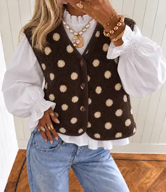 TEDDY Polkadot Bodywarmer (Brown/Beige) bij Jeans Brothers