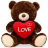 Teddybeer (Donkerbruin) Bobby met Hart Pluche Knuffel 25 cm bij TopKnuffels