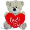 Teddybeer Mila Grijs met Rood Hart Pluche Knuffel 28 cm bij TopKnuffels