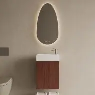 Toiletmeubel Set BWS Riga Choco Eiken 40 cm Fontein Glans Wit bij Tegeldepot