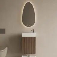 Toiletmeubel Set BWS Riga Donker Eiken Japandi 40 cm Fontein Glans Wit bij Tegeldepot