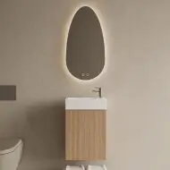 Toiletmeubel Set BWS Riga Licht Eiken Japandi 40 cm Fontein Glans Wit bij Tegeldepot