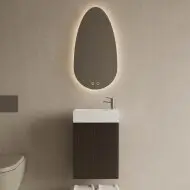 Toiletmeubel Set BWS Riga Siena Eiken 40 cm Fontein Glans Wit bij Tegeldepot