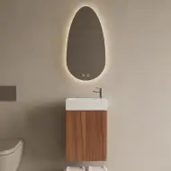 Toiletmeubel Set BWS Riga Walnoot 40 cm Fontein Glans Wit bij Tegeldepot