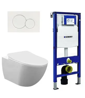 Toiletset Geberit UP320 Mat Wit Met Spoelrand Hangtoilet Creavit bij Sani4Comfort