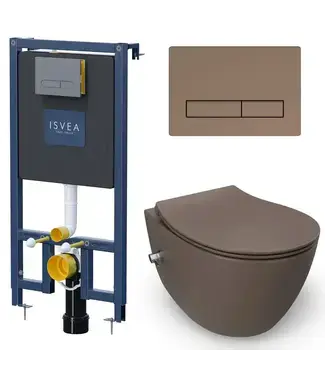 Toiletset Hangtoilet Compleet ISVEA Taupe met Bidetkraan bij Sani4Comfort