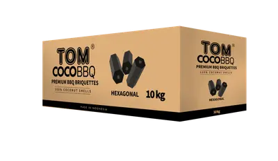 Tom Cococha Kokosbriketten – Hexagon Doos 10 kilo bij Barbecueplein