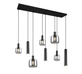 Trio Leuchten Hanglamp Mataro 8 lichts L 118 cm zwart bij Lamponline