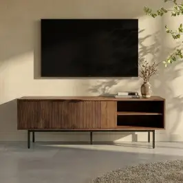 Tv-meubel hout met ribbels (staand/hangend) 140 cm bij LUMZ